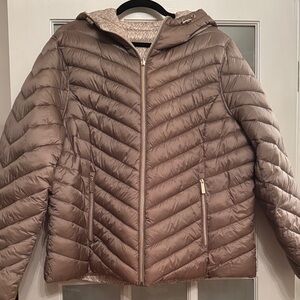 Michael Kors Light Brown Quilted Puffer Jacket